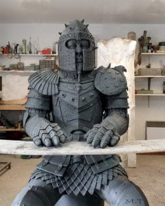 sculpture du chevalier Gauvin de l'artiste peintre Michaël Thomazo sculpteur français